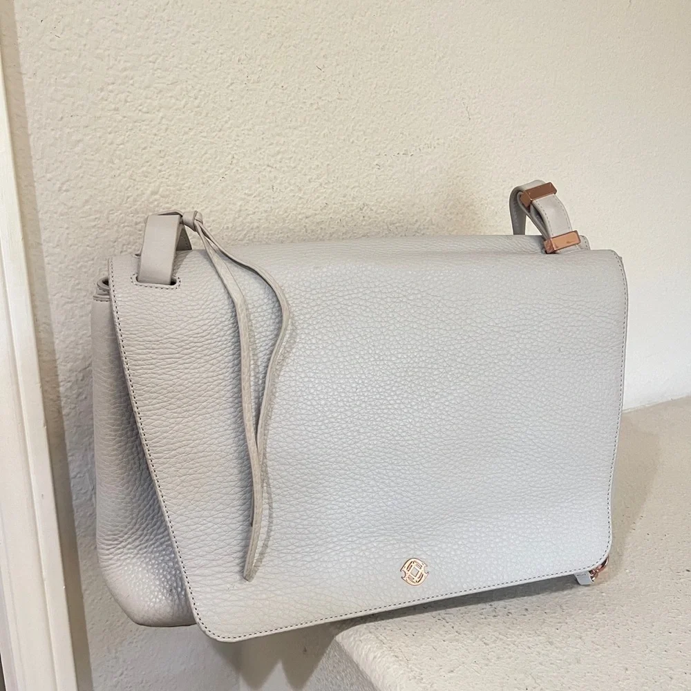 Dagne‎ Dover Simone Leather Satchel Gray Bone
